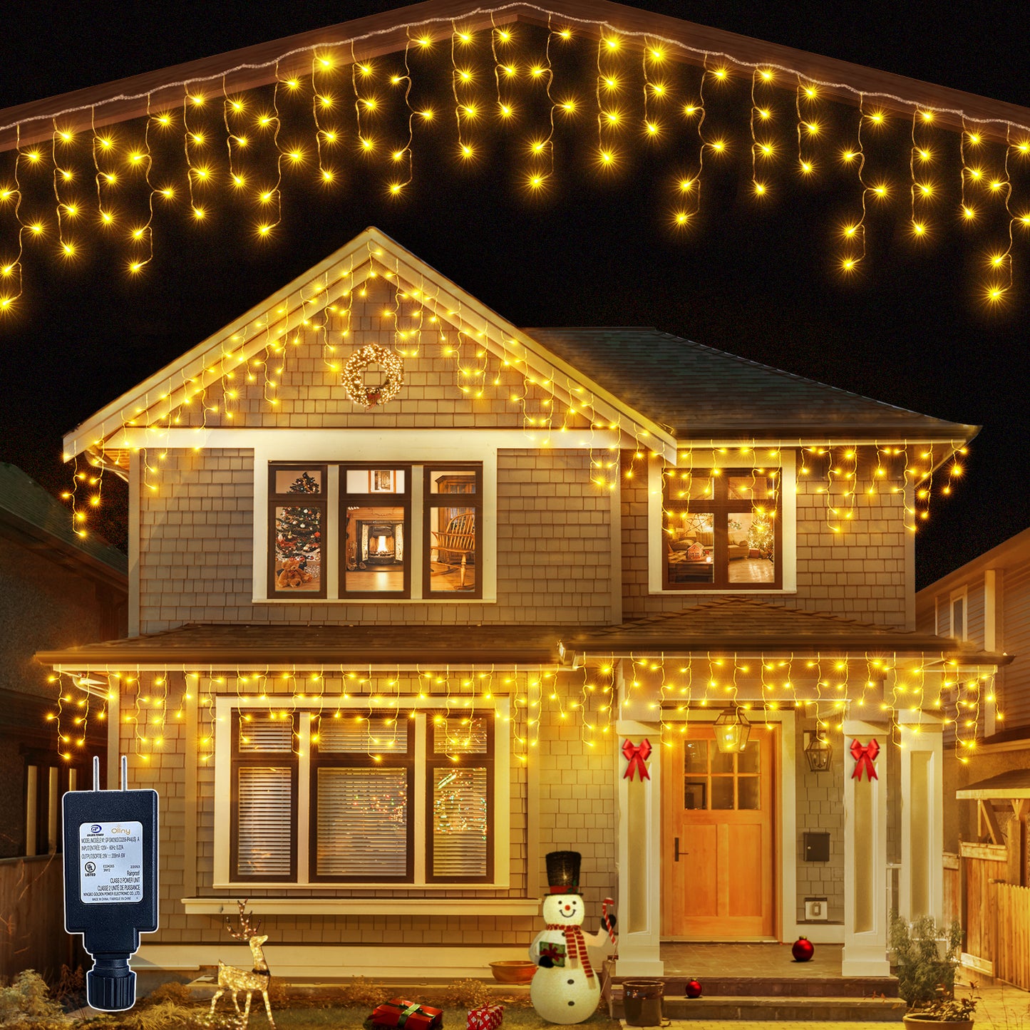 
                  
                    Ollny 24ft 216 LED Icicle Lights for Outside, 8 Lighting Modes 3 Timing Waterproof Icicle Christmas Lights Indoor Outdoor Decorations, White/Warm-white/Multi-color
                  
                