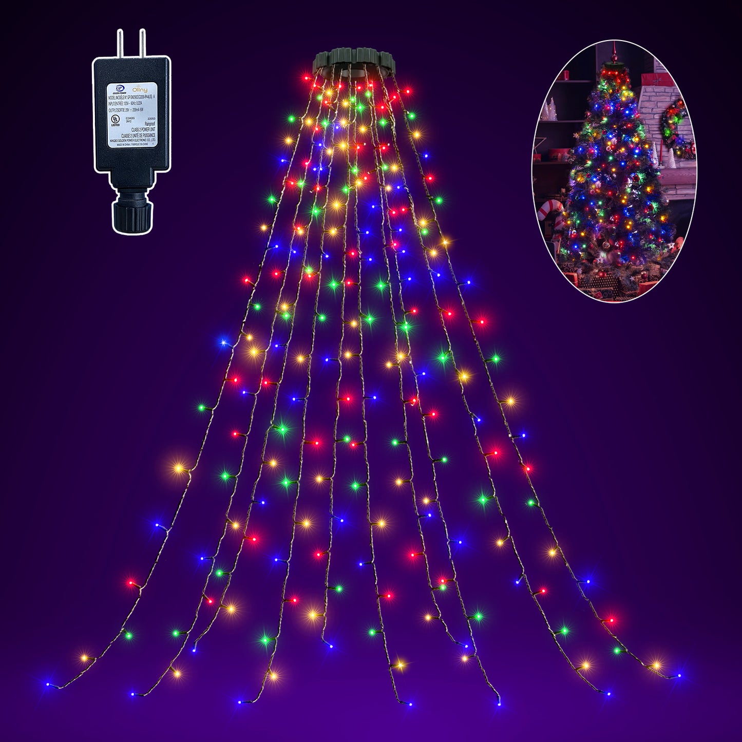 
                  
                    Ollny 200 LED Christmas Tree Lights, 8 Lighting Modes 3 Timing Waterproof Indoor Outdoor Fairy Christmas Tree Lights for Decorations, Warm-white/Multi-color
                  
                