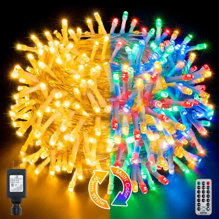 Ollny's 200 leds 66ft warm white and multi-color Christmas lights