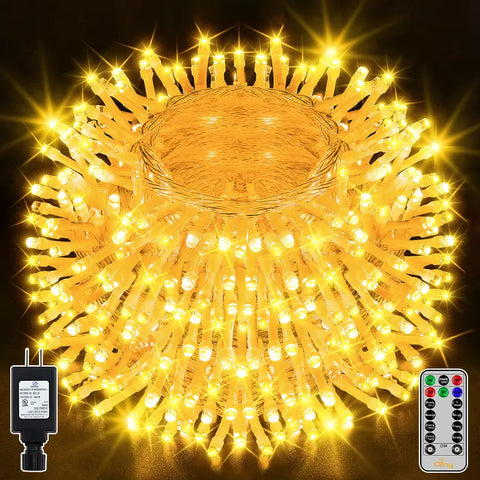 800 LED 262ft Warm White Christmas String Lights (Clear Cable, Plug in, 8 Modes, IP44 Waterproof)