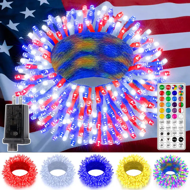 Ollny 200 LED 66ft Christmas RGB String Lights (Clear Cable, Connectable, 130 Modes)