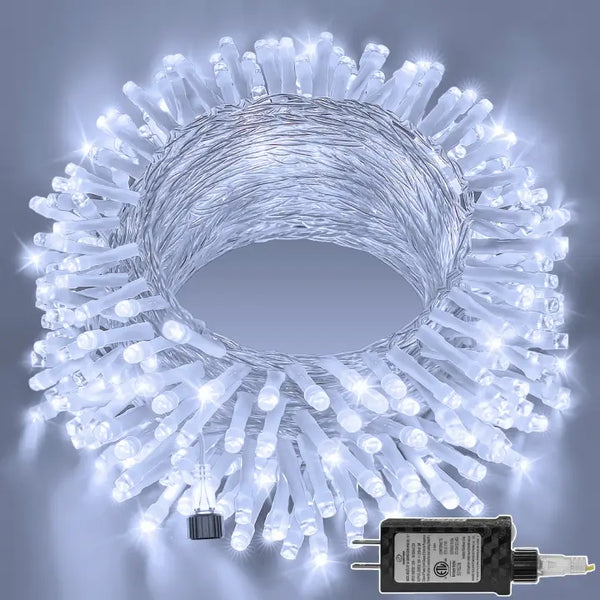 Ollny 200 LED 60ft Cool White Connectable String Lights (Clear Cable,