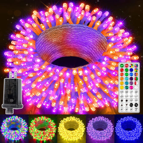 Ollny 200 LED 66ft Christmas RGB String Lights (Clear Cable, Connectable, 130 Modes)