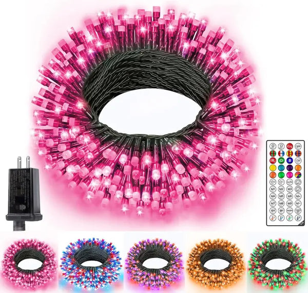 Ollny 200 LED 66ft Christmas RGB String Lights (Green Cable, Connectable, 130 Modes)