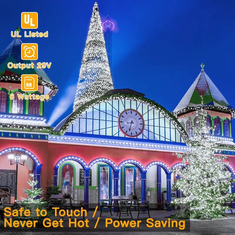 
                  
                    Ollny's 1000 leds cool white Christmas lights are safe to touch, never get hot and power saving
                  
                