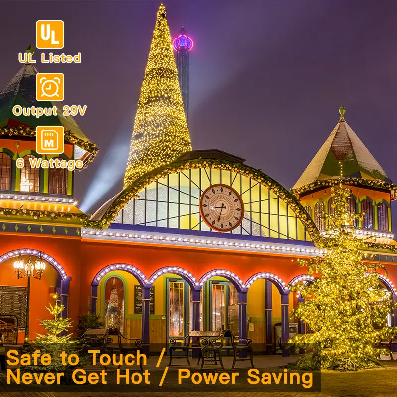 
                  
                    Ollny's 1000 leds warm white Christmas lights are safe to touch, never get hot and power saving
                  
                