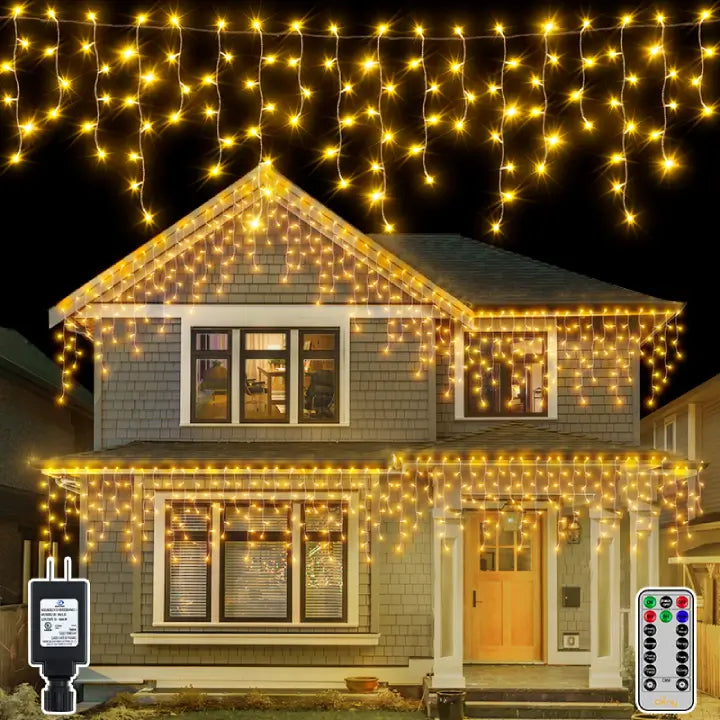 Ollny's 720 leds 60ft warm white Christmas icicle lights