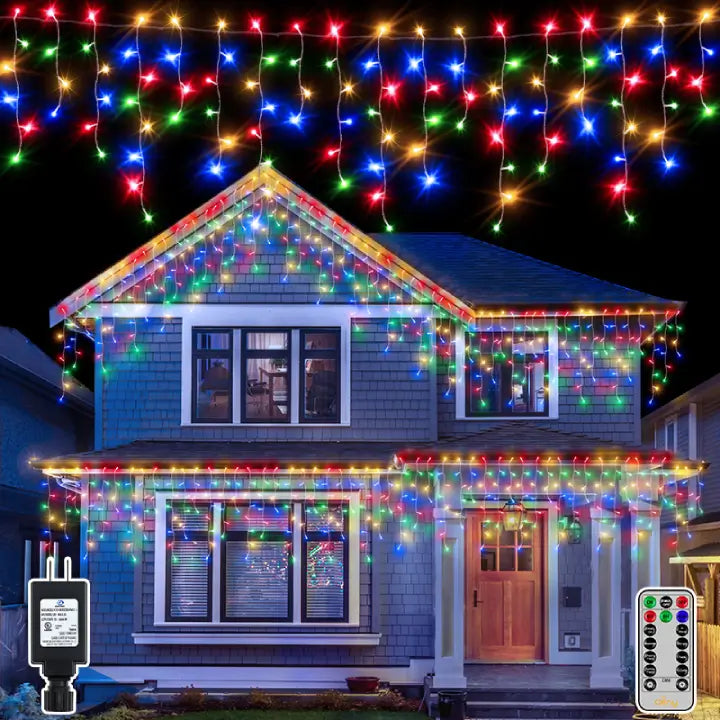Ollny's 720 leds 60ft multicolor Christmas icicle lights