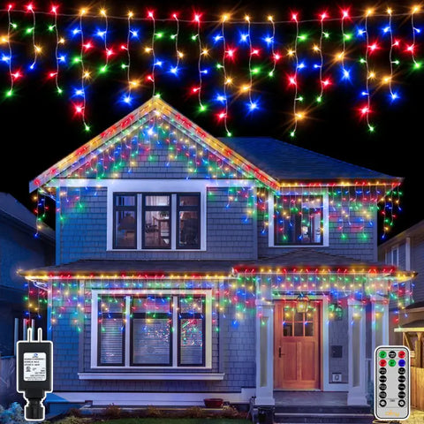 Ollny's 720 leds 60ft multicolor Christmas icicle lights