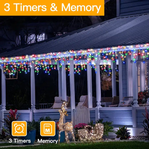 Ollny's 720 leds multicolor icicle lights with 3 timers and memory function