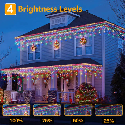 Ollny's 720 leds multicolor icicle lights with 4 brightness levels