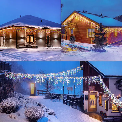Ollny's 720 leds multicolor icicle lights for outdoor use to creat holiday atmosphere