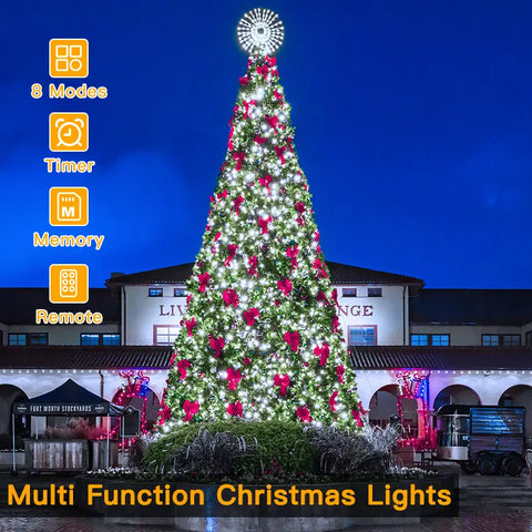 Ollny's 800 leds cool white IP67 waterproof Christmas lights with 8 lighting modes and 3 timer function