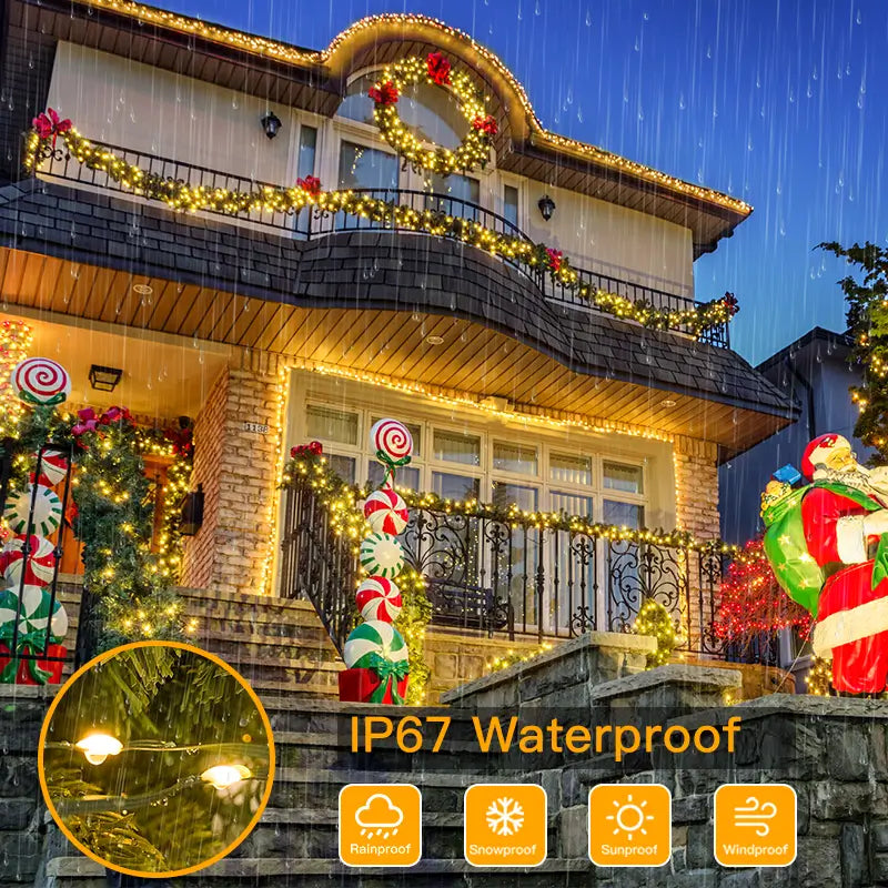 
                  
                    Ollny's 800 leds warm white Christmas lights are IP67 waterproof
                  
                