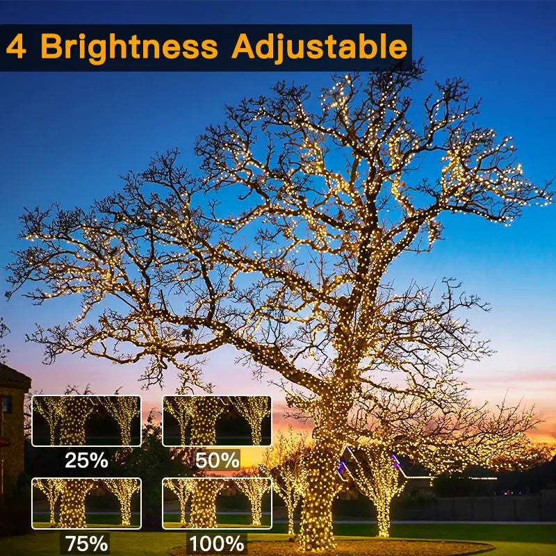 
                  
                    Ollny's 800 leds warm white IP67 waterproof Christmas lights with 4 brightness levels
                  
                