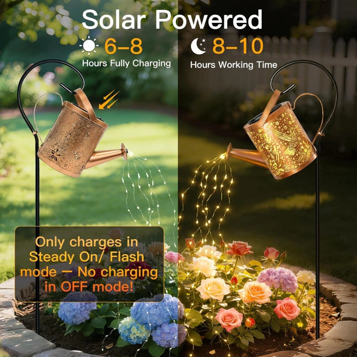 
                  
                    Ollny Hummingbird Solar Watering Can with Cascading Lights for Outdoor, Yard, Patio, Lawn(Warm White, IP65 Waterproof, 2 Modes)
                  
                