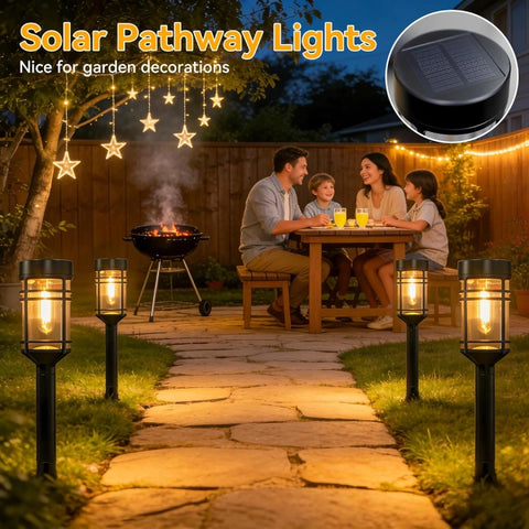 Ollny Solar Pathway Lights for Outdoor, Patio, Walkway, Path, Lawn (Warm White, IP65 Waterproof)