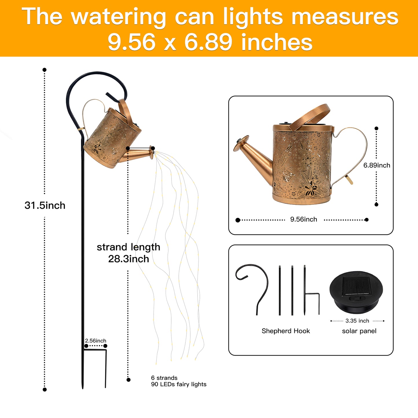 
                  
                    Ollny Solar Watering Can with Lights, Hanging Solar Waterfall LED Lights with Shepherd Hook, Waterproof Outdoor Decor for Patio Yard Pathway Backyard
                  
                