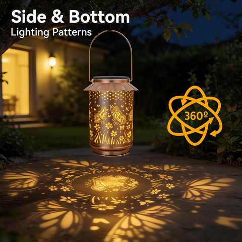 Ollny Butterfly Solar Lanterns for Outdoor, Garden, Backyard, Patio(Warm White, IP65 Waterproof)