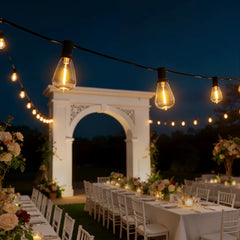 Ollny ST38 Outdoor Patio Lights for Wedding, Events, Birthday (120FT, 60 Bulbs, IP45 Waterproof, Connectable, 2200K)