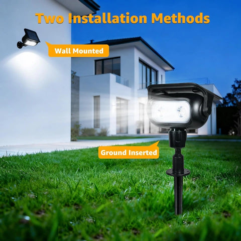 Two installation methods for solar spotlights