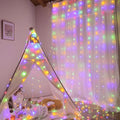 Ollny 300 LED 9.8ft*9.8ft Multicolor Curtain Lights (Clear Cable, 8 Modes, Connectable, IP67 Waterproof, Plug-in)