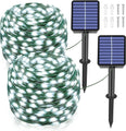 Ollny 200 LED 66ft Cool White Solar String Lights (2 Packs, Solar Power, 8 Modes, IP67 Waterproof)