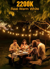 30FT ST38 Warm White Outdoor Patio Lights (15 Bulbs, IP45 Waterproof, Connectable, 2200k)