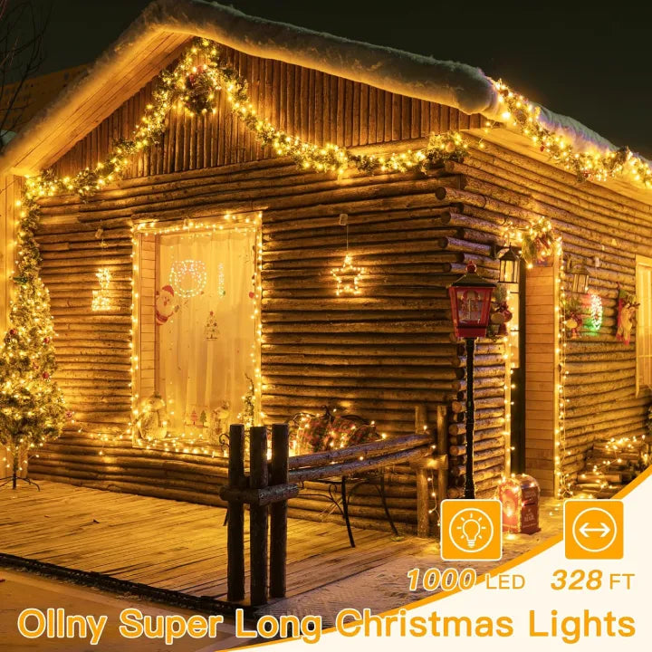 Ollny Christmas lights warm white are 328ft