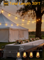 Ollny ST38 Outdoor Patio Lights for Wedding, Events, Birthday (120FT, 60 Bulbs, IP45 Waterproof, Connectable, 2200K)