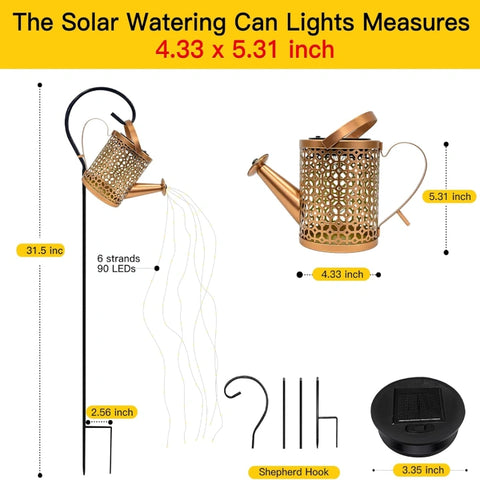 Ollny Beehive Solar Watering Can with Cascading Lights for Outdoor, Yard, Patio, Lawn(Warm White, IP65 Waterproof, 2 Modes)