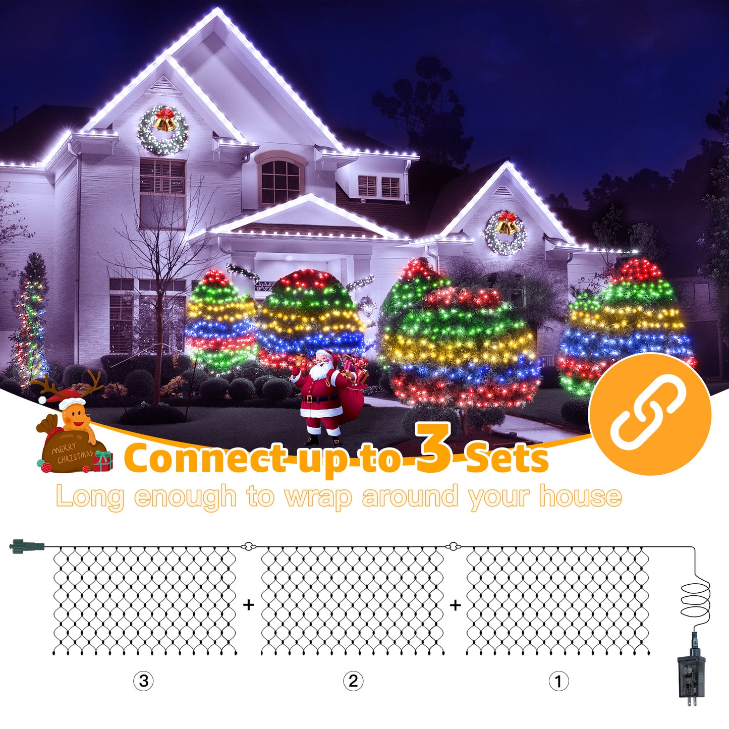 
                  
                    Ollny 10x7ft 210 LED Mesh Net Lights, Connectable IP67 Waterproof Mesh String Lights with 8 Modes & Timer Function for Outdoor Indoor Christmas Tree Bush Wall Decor
                  
                