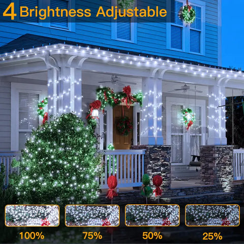 800 LED 262ft Cool White String Lights (Clear Cable, Plug in, 8 Modes, IP44 Waterproof)