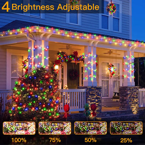 800 LED 262ft Warm White Christmas String Lights (Clear Cable, Plug in, 8 Modes, IP44 Waterproof)