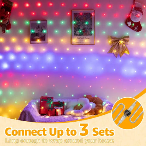 210 LED 10*7ft Multicolor IP67 Net Lights (Clear Cable, Plug in, 8 Modes, Connectable)