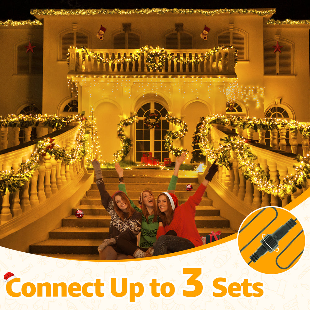 
                  
                    Ollny 20ft 400 LED Cluster Lights Christmas, 8 Lighting Modes with Remote Control Waterproof Indoor Outdoor Xmas Cluster Lights for Decorations
                  
                