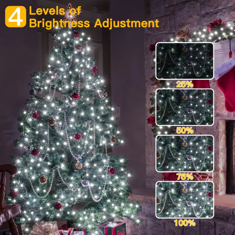 Ollny's 400 leds clear wire cool white Christmas lights with 4 brightness levels