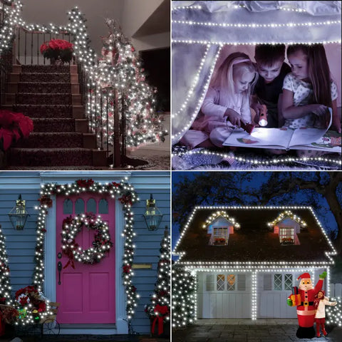 Scene display for decorating with ollny's 400 leds clear wire cool white Christmas lights