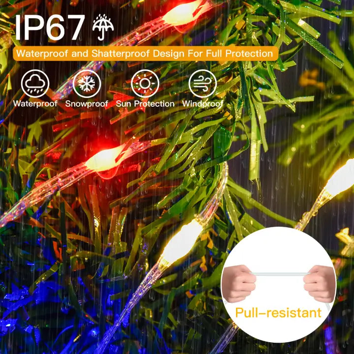 Ollny's 400 leds clear wire multicolor Christmas lights are IP67 waterproof