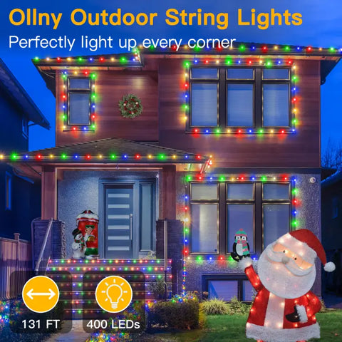Length instructions for Ollny's 400 leds clear wire multicolor Christmas lights