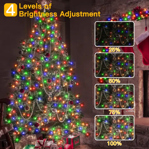 Ollny's 400 leds clear wire multicolor Christmas lights with 4 brightness levels