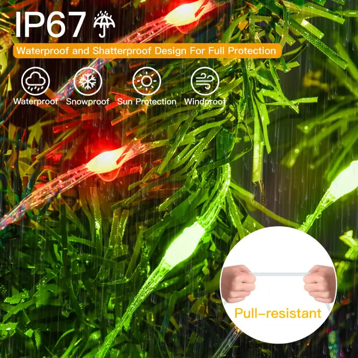 Ollny's 400 leds clear wire red and green Christmas lights are IP67 waterproof