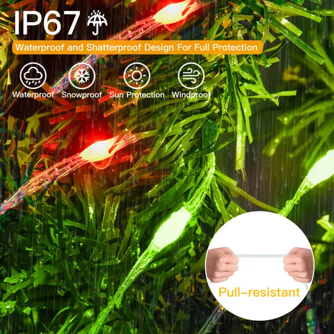 Ollny's 400 leds clear wire red and green Christmas lights are IP67 waterproof