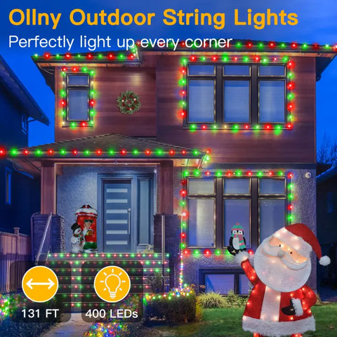 Length instructions for Ollny's 400 leds clear wire red and green Christmas lights