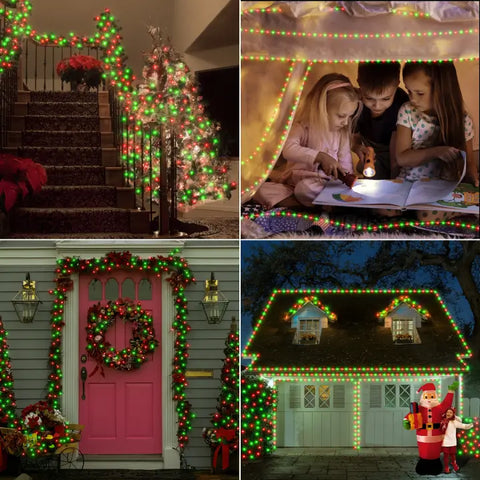 Scene display for decorating with ollny's 400 leds clear wire red and green Christmas lights