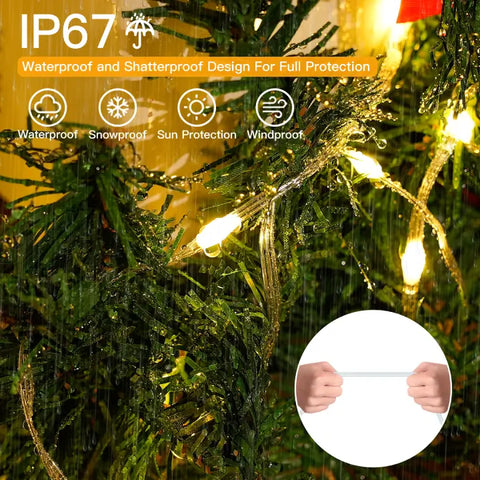 Ollny's 400 leds clear wire warm white Christmas lights are IP67 waterproof