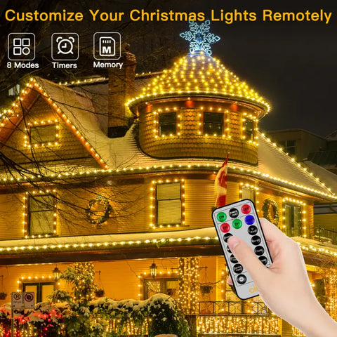 Ollny's 400 leds clear wire warm white Christmas lights can set timer and memory fuction through remote