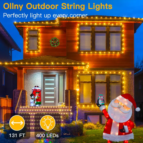 Length instructions for Ollny's 400 leds clear wire warm white Christmas lights