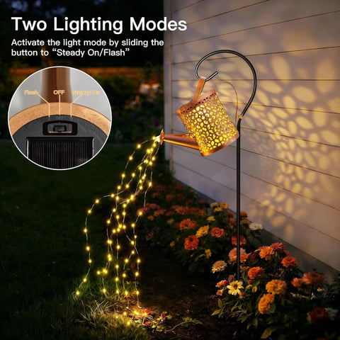 Ollny Beehive Solar Watering Can with Cascading Lights for Outdoor, Yard, Patio, Lawn(Warm White, IP65 Waterproof, 2 Modes)