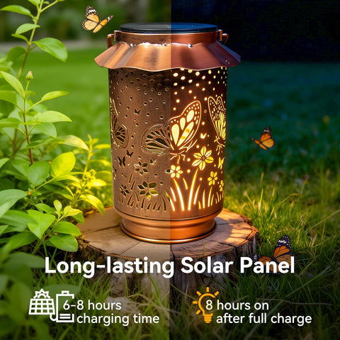 Ollny Butterfly Solar Lanterns for Outdoor, Garden, Backyard, Patio(Warm White, IP65 Waterproof)